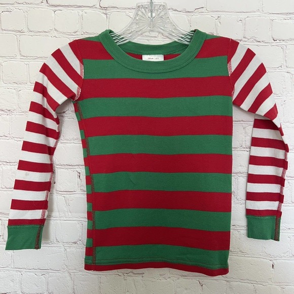 Hanna Andersson Unisex Christmas Striped Long Sleeve Pajama Top - Size 5 - Picture 1 of 4